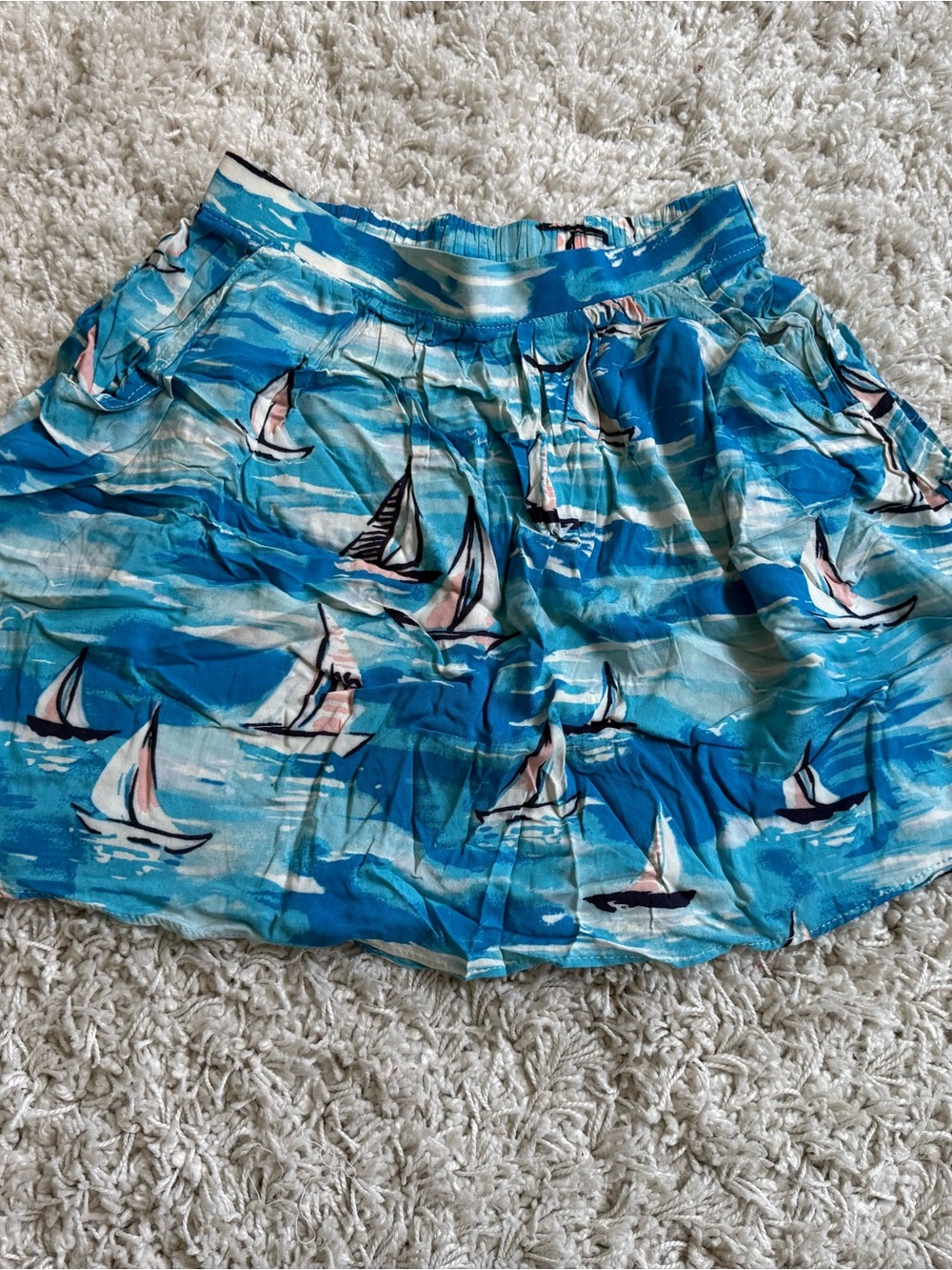 LC Lauren Conrad Blue Sailboat Print Circle Skirt